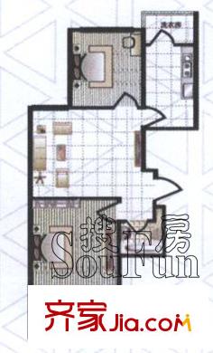卡爾生活館戶型圖戶型圖D 2室1廳1衛(wèi)1廚