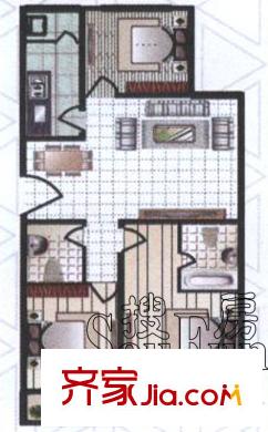卡爾生活館戶型圖戶型圖E 3室2廳2衛(wèi)1廚
