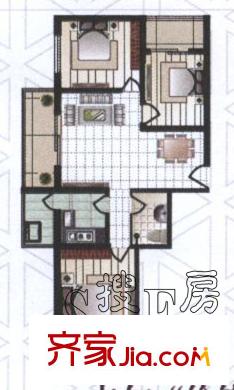 卡爾生活館戶型圖戶型圖F 3室2廳1衛(wèi)1廚