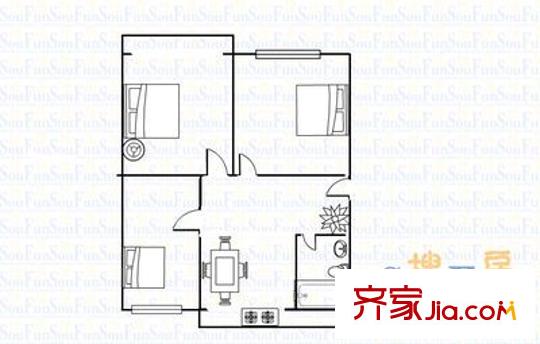 建材宿舍 3室 戶型圖
