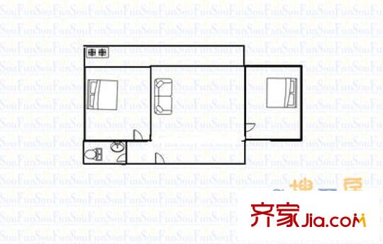 建材宿舍 2室 戶型圖