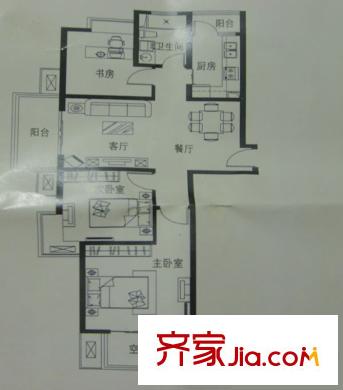 華悅尚城戶型圖114.17平米戶型 3室2廳1衛(wèi)1廚