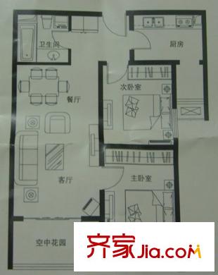 華悅尚城戶型圖82.26平米戶型 2室2廳1衛(wèi)1廚