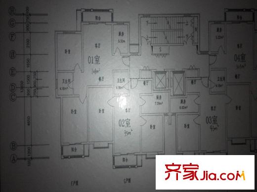 紫盈花園高層6、7、8號(hào)樓標(biāo)準(zhǔn)層平面圖 