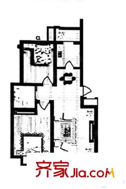 紫盈花園高層標(biāo)準(zhǔn)層A戶型 2室2廳1衛(wèi)1廚