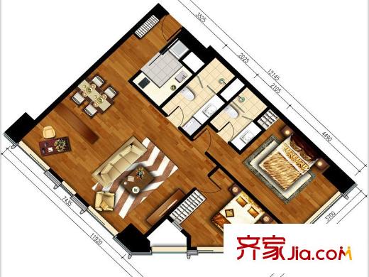 凱德國貿(mào)C區(qū)6-13層、15-29層07戶型 2室2廳1衛(wèi)1廚