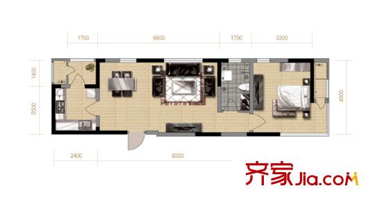格調(diào)藝術(shù)領(lǐng)地高層1、2、3號(hào)樓標(biāo)準(zhǔn)層05戶(hù)型 1室2廳1衛(wèi)1廚