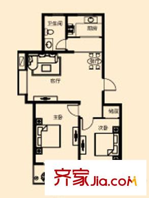 鴻潤(rùn)嘉園1-5#戶型 2室2廳1衛(wèi)1廚