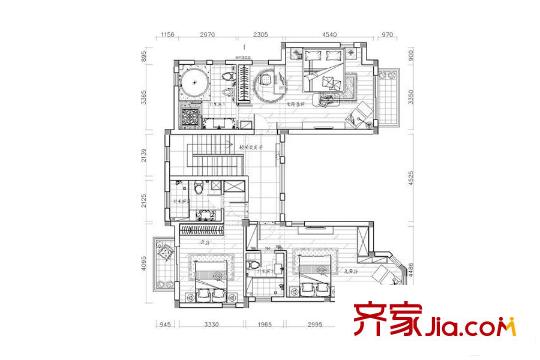 中置少海灣別墅戶型圖 5室2廳2衛(wèi)2廚