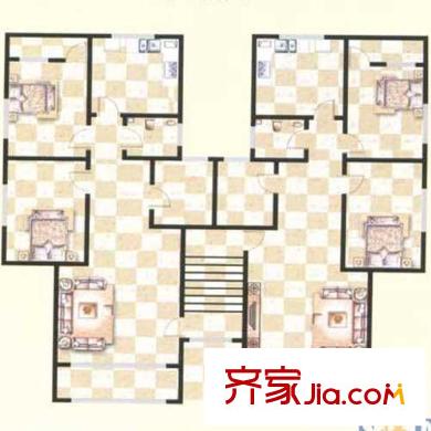 乳山別墅戶型圖C型六戶一體式別墅 2室2廳