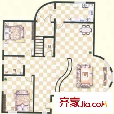 乳山別墅戶型圖D型單體式別墅 2室2廳
