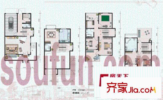 金盟山莊別墅戶型圖別墅 3室2廳2衛(wèi)