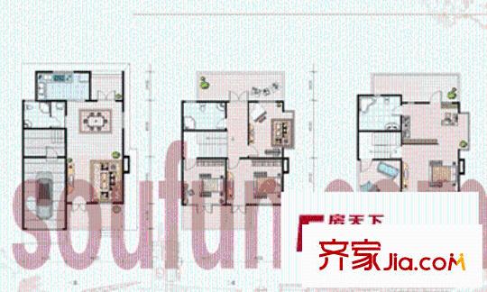 金盟山莊別墅戶型圖別墅 3室2廳2衛(wèi)