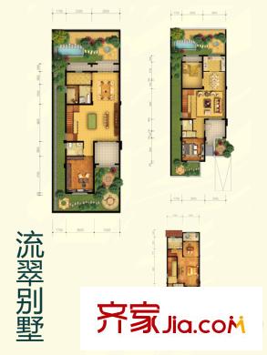 天一仁和之城流翠別墅戶型圖 3室3廳2衛(wèi)1廚