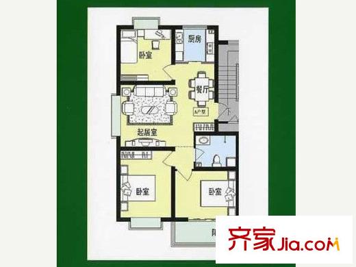 春江花苑戶型圖標(biāo)準(zhǔn)層A戶型 3室2廳1衛(wèi)1廚