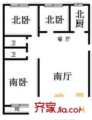 綠島花園 3室 戶型圖