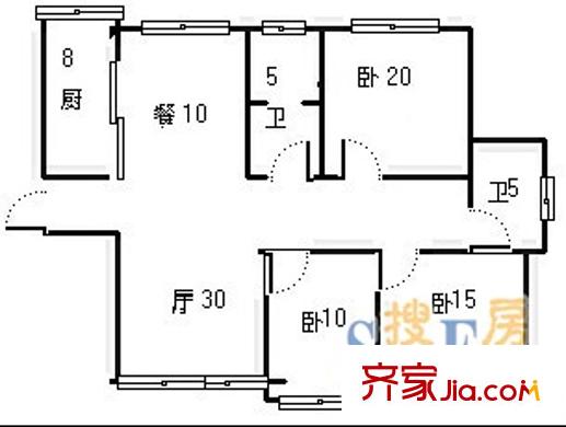 綠島花園 3室 戶型圖