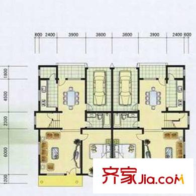 名都苑戶型圖雙拼別墅一層 4室2廳3衛(wèi)
