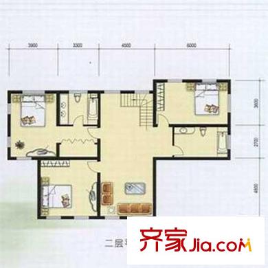 名都苑戶型圖單體別墅二層 5室3廳3衛(wèi)