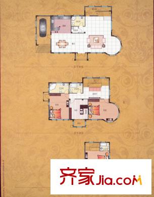 游龍逸海庭院一期西班牙庭院式獨(dú)棟別墅C戶型 4室1廳4衛(wèi)1廚