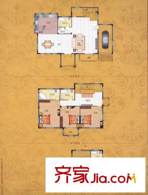 游龍逸海庭院一期西班牙庭院式獨(dú)棟別墅B戶型 4室3廳4衛(wèi)1廚