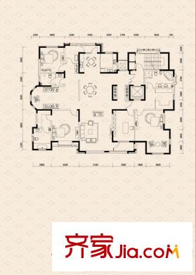 頤賢里洋房標(biāo)準(zhǔn)層四室戶型圖 4室4廳3衛(wèi)1廚