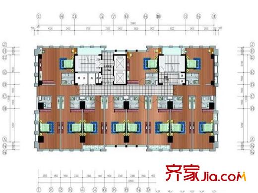飛翔澳海源項(xiàng)目綜合樓4―18層平面圖 