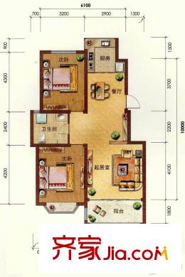 紅狀元9#-12#標(biāo)準(zhǔn)層A2戶型 2室2廳1衛(wèi)1廚