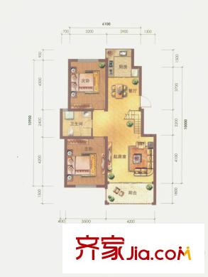 紅狀元9-12#A3戶型 4室3廳2衛(wèi)1廚
