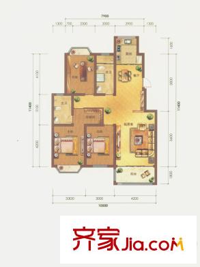 紅狀元9-12#B22戶型 3室2廳2衛(wèi)1廚