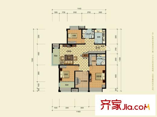 華通唐島七星瞰海華庭A戶型 4室2廳1衛(wèi)2廚