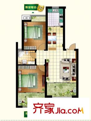 海景綠洲3-5#觀海雅居C戶型 2室2廳1衛(wèi)1廚
