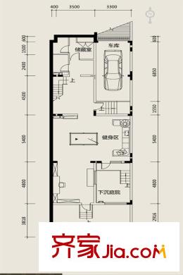 奕聰花園一期聯(lián)排別墅B戶型地下室 5室3廳4衛(wèi)1廚