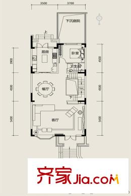 奕聰花園一期聯(lián)排別墅J戶型1層 6室3廳4衛(wèi)1廚