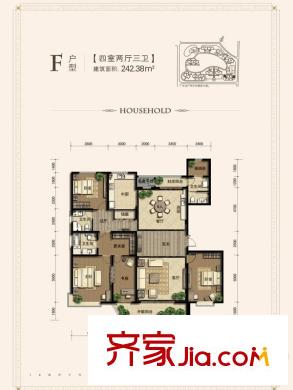 逸景灣一期3#、4#、5#標(biāo)準(zhǔn)層F戶型 4室2廳3衛(wèi)