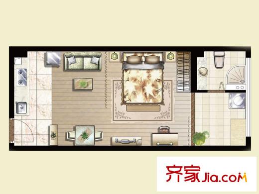 逸景灣1#樓2、4、6、12、14、16室戶型 1室1廳1衛(wèi)1廚