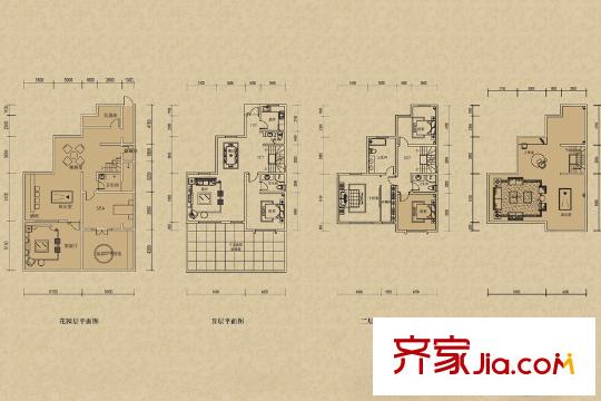 仁愛團(tuán)泊湖丁香島二期聯(lián)排別墅B3n戶型 3室2廳2衛(wèi)1廚