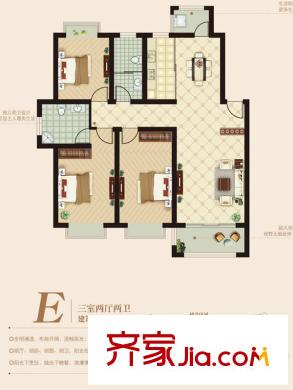 墨香東郡一期洋房E戶型 3室2廳2衛(wèi)1廚
