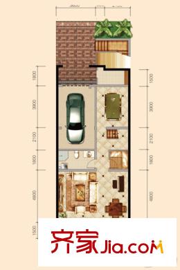 鳳河孔雀城聯(lián)排別墅雙庭堡F戶型地下室戶型圖 4室3廳4衛(wèi)1廚