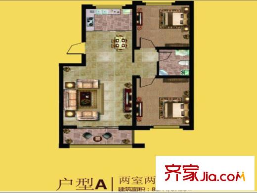 瑯琊首府2#、4-9號樓A戶型 2室2廳1衛(wèi)1廚