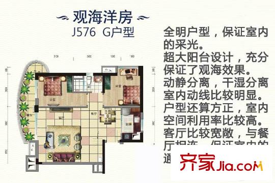 碧桂園十里金灘E區(qū)42-48號(hào)樓和H區(qū)2、7、8號(hào)樓576-09戶型圖 1室1廳1衛(wèi)1廚