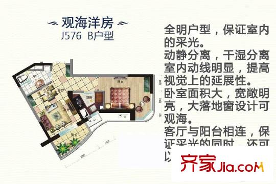 碧桂園十里金灘E區(qū)42-48號(hào)樓和H區(qū)2、7、8號(hào)樓576-02戶型圖 1室1廳1衛(wèi)1廚