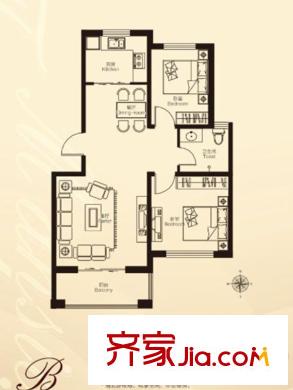 同泰華府一期洋房17#、18#、20#標(biāo)準(zhǔn)層薔薇溪谷戶型 2室2廳1衛(wèi)