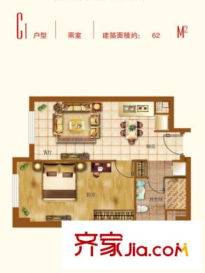 華潤紫陽里一期高層標(biāo)準(zhǔn)層C1戶型 2室2廳1衛(wèi)1廚