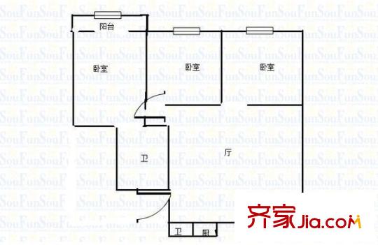 張王廟戶型圖戶型圖 3室 3室1廳2衛(wèi)1廚