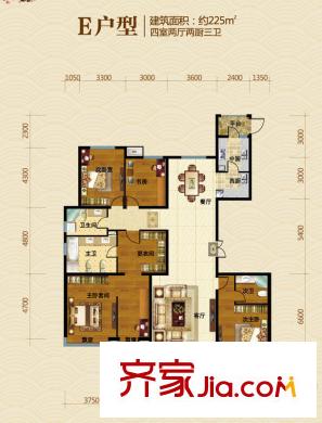 保利海棠灣一期高層標(biāo)準(zhǔn)層E戶型 4室4廳3衛(wèi)2廚