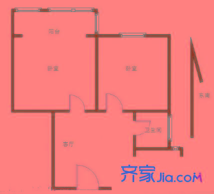 鐘阜大廈戶型圖戶型圖2室 2室1廳1衛(wèi)1廚