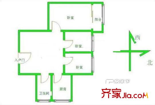 鐘阜大廈戶型圖戶型圖 3室 3室1廳1衛(wèi)1廚