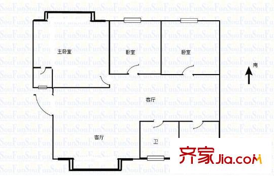 明湖山莊戶型圖戶型圖 3室 3室2廳2衛(wèi)1廚