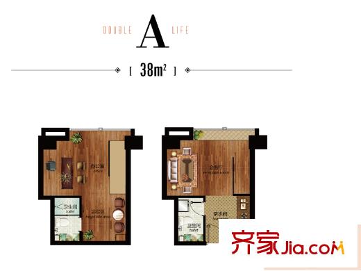 中海八里平方米 學(xué)府央墅公寓1、9、10號樓標(biāo)準(zhǔn)層A戶型 1室1廳1衛(wèi)1廚